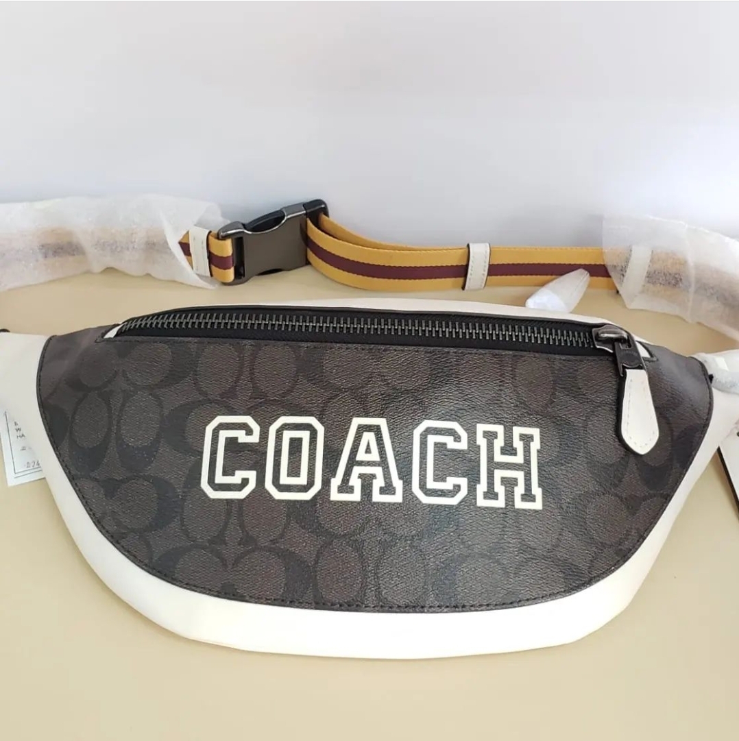 Mahogany/Chalk Coach CB912 Warren Belt Bag In Signature Canvas With ...