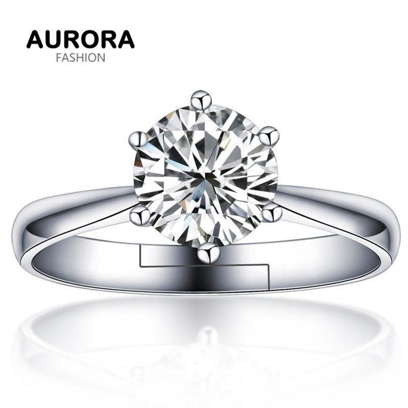 AURORA 925 Silver Six-claw Diamond Shiny Adjustable Ring JZ049