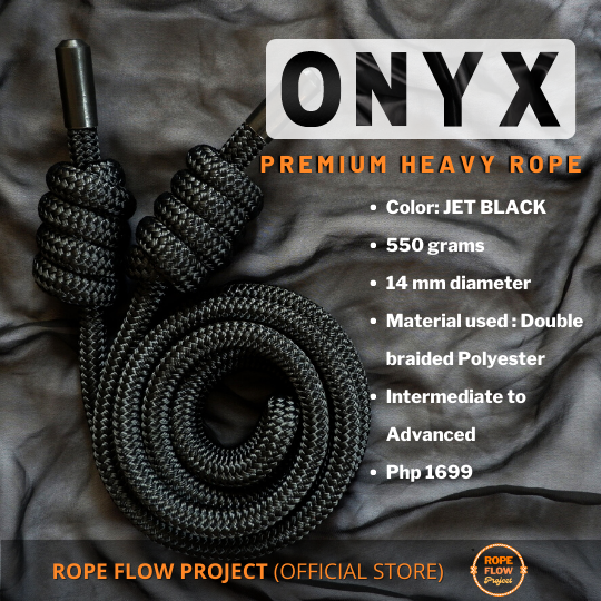 ONYX RUBY Premium Heavy Flow Rope 550 grams, Black Red, Rope Flow Project