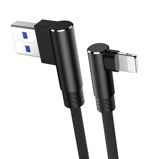 Dây USB Sạc Nhanh 3M/2M 90 Độ Cáp Sạc 3.0A Android Micro USB/Type-C/IOS Cáp Dữ Liệu Bện Nylon Khuỷu Tay Cho Samsung/Sony/Xiaomi Để Chơi Game Zweicx
