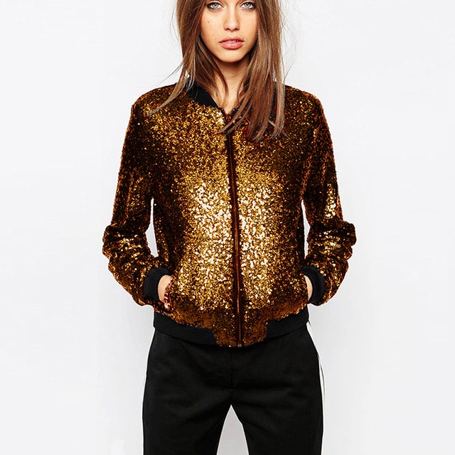 gold bomber jacket womens