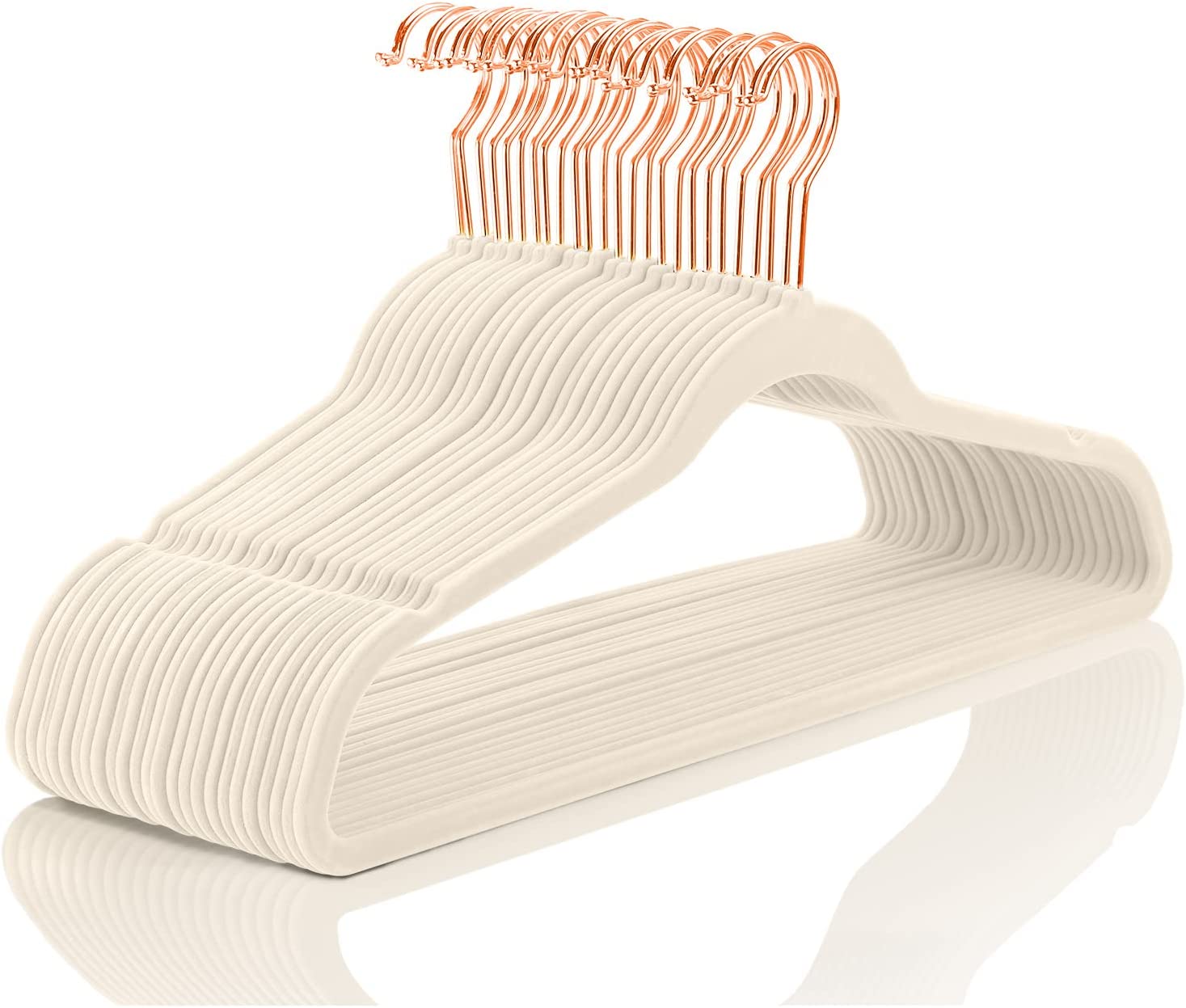 SUPJOO Premium Velvet Hangers-Swivel Rose Gold Hooks - Felt Hangers-HeavyDuty  Non Slip Sturdy Suit Hangers