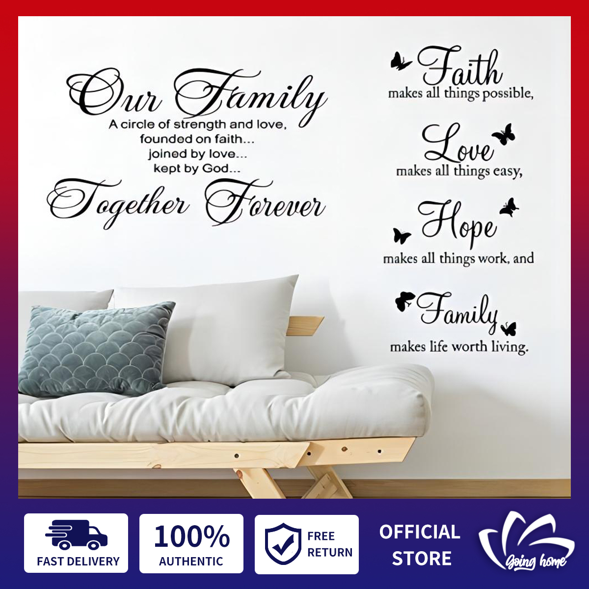2 Pieces Wall Stickers Scripture Quotes Wall Decals Bible Verse Inspirational  Sayings Wallpaper Home Stickers for Office School Classroom Teen Dorm  Living Room Art Wall Decorations Faith Hope Love Family Quotes Home