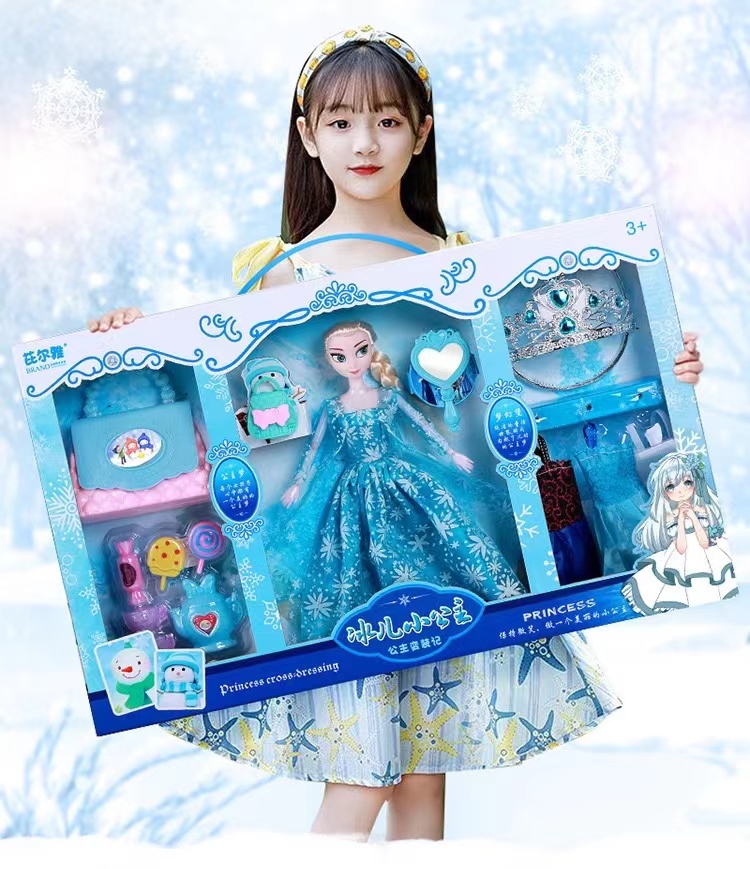Snow Princess cute doll Princess Doll Set children princess dress up girl dress accessories