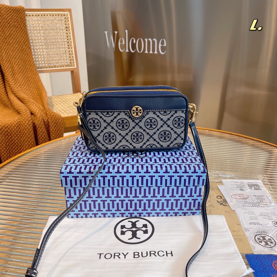 Original gift box packaging Tory Burch ladies bag 2021 new square bag high quality leather shoulder bag classic messenger bag Lazada PH