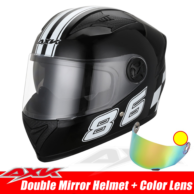 AXK Helmet full face dual visor Antiglare Road racing helmet Anti