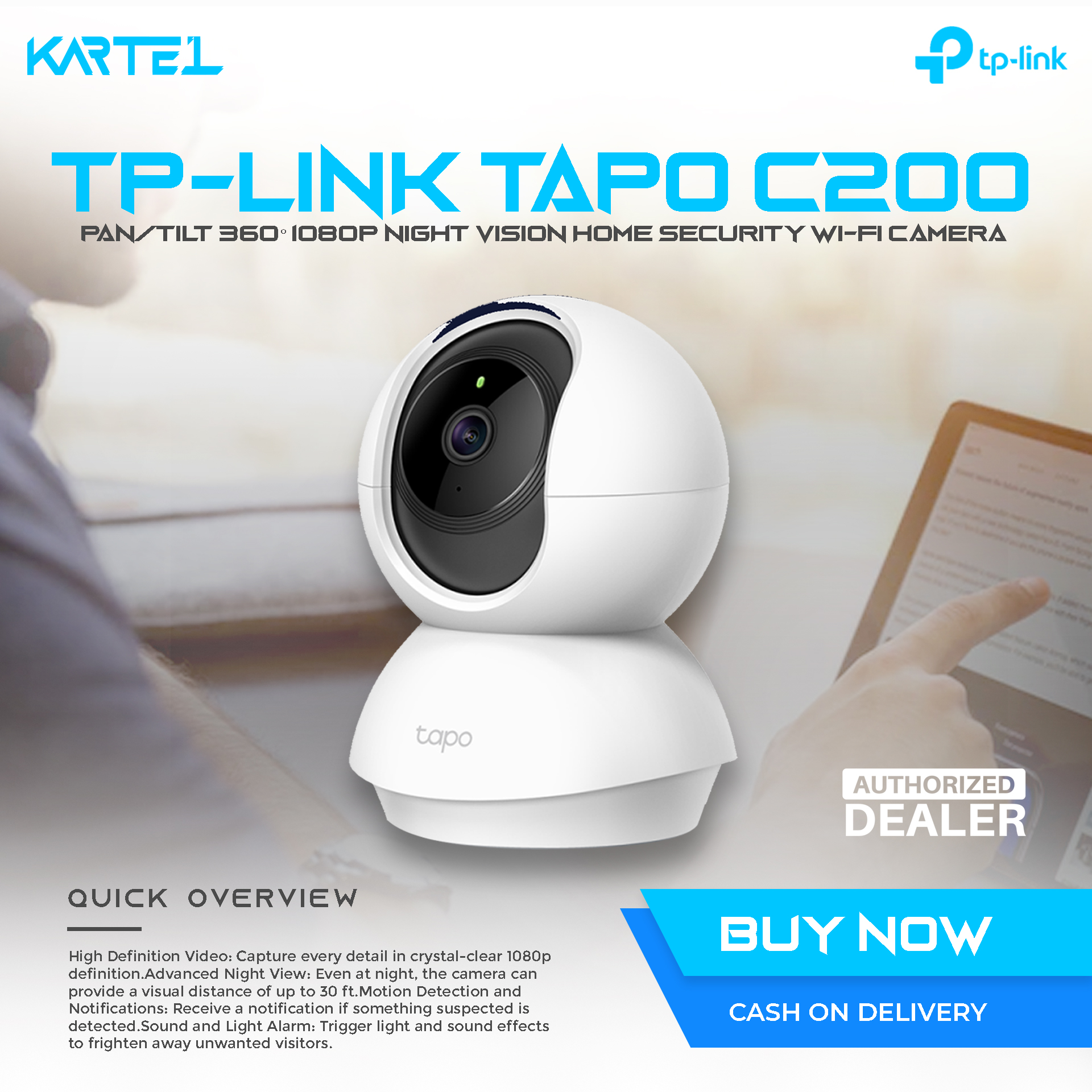 TP-Link Tapo C200 2MP Pan & Tilt Wi-Fi Security Camera with Night Vision