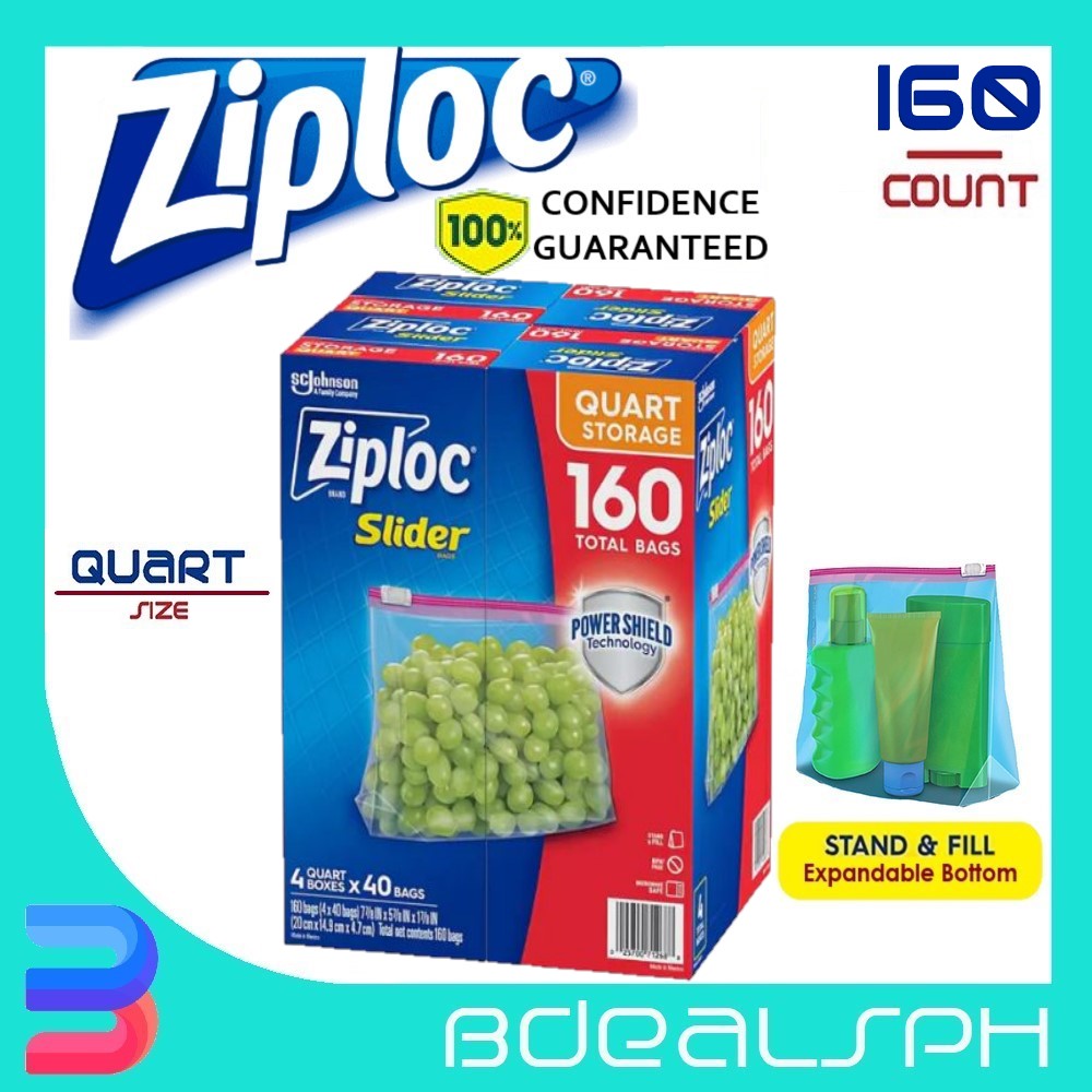 Ziploc Slider Storage Bags - 160 Count - Quart