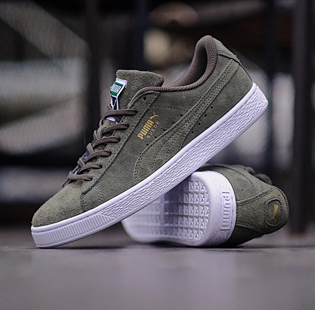 puma suede green army