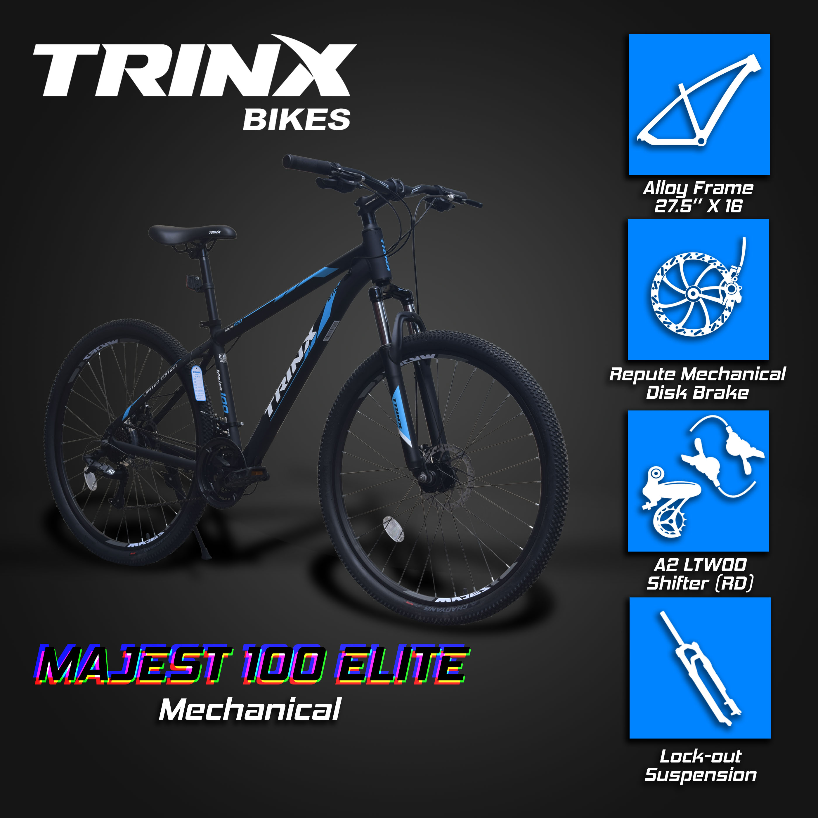 Trinx Mountain Trinx Majes 100 Elite Specs Trinx MTB Mens Mountain