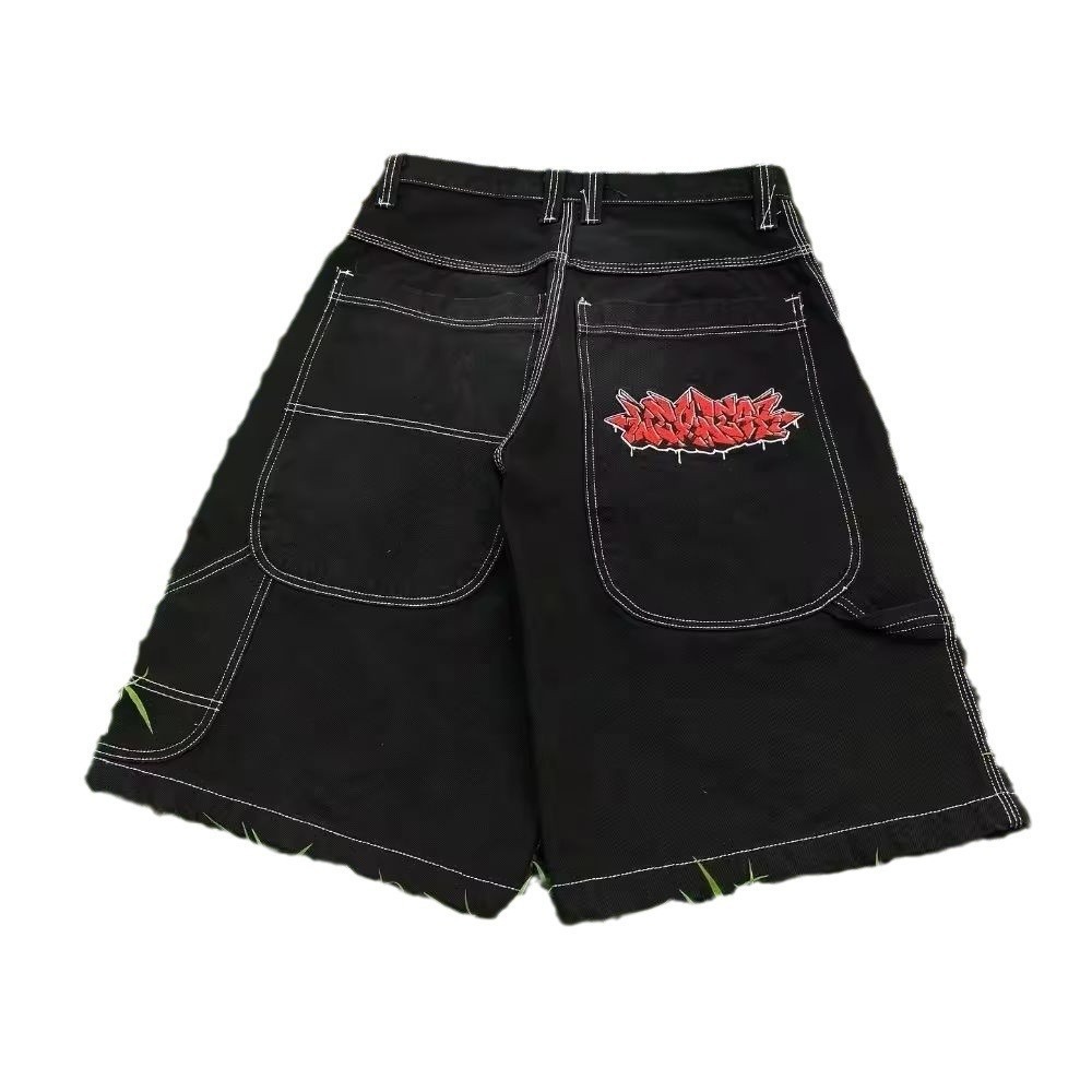 Wexwear Trendy Brand Vintage Baggy Jeans Shorts Men Harajuku