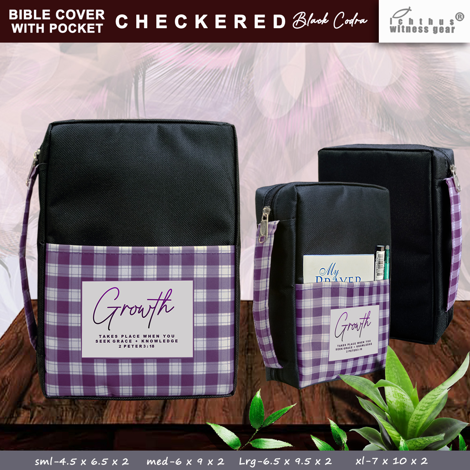 Bible Cover with Pocket Bible Cover with Zipper BC Checkered with