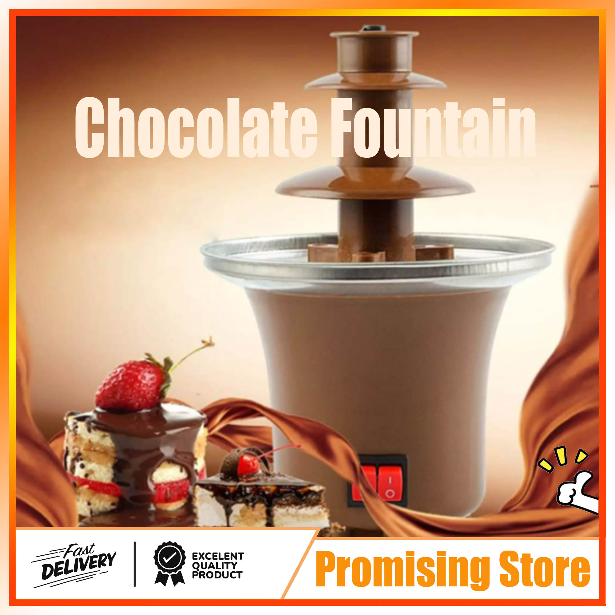 Stainless Electric Chocolate Fountain Fondue Maker Machine Mini