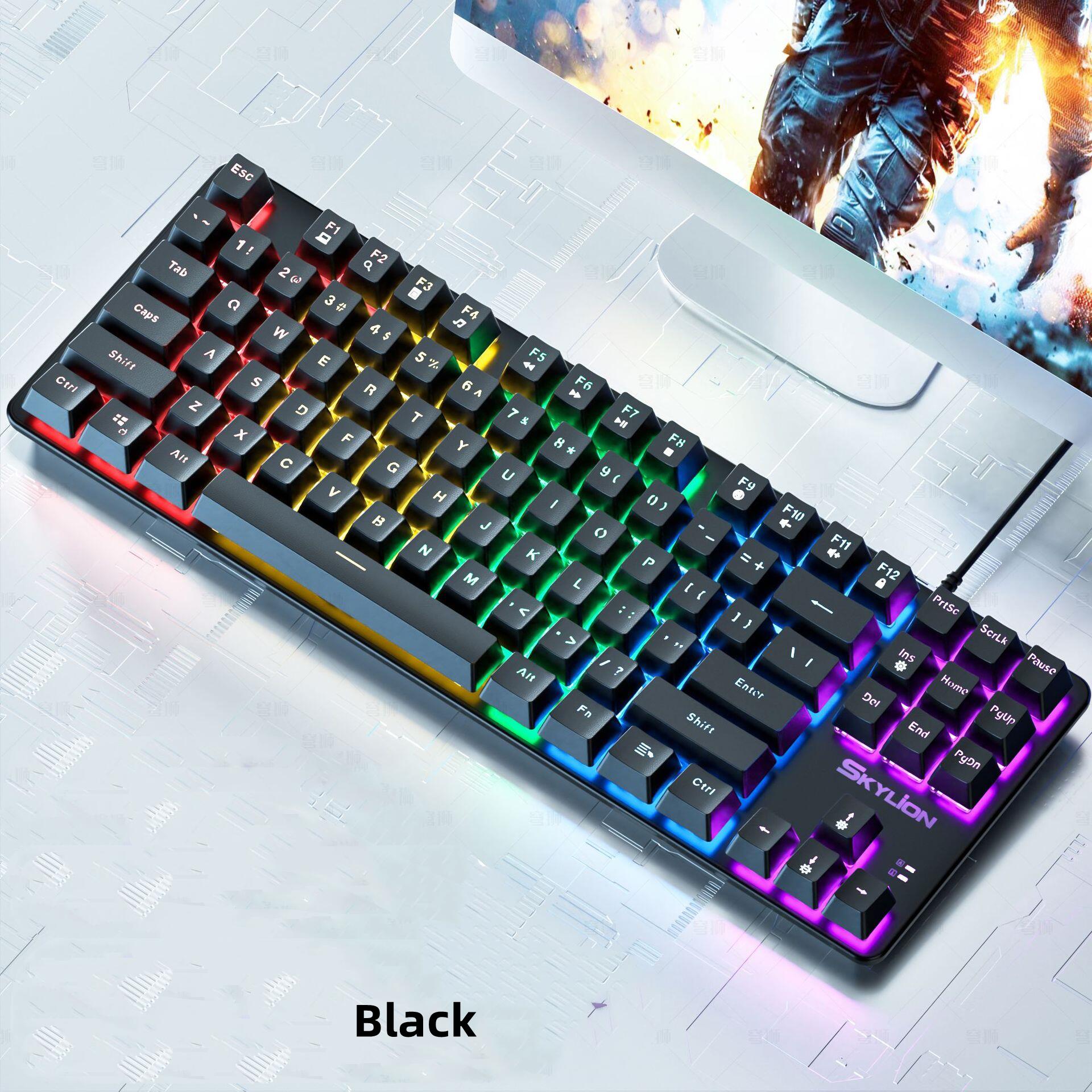 RGB Mechanical Keyboard 87 Keys Hybrid Keycap Colors Real Mechanical ...