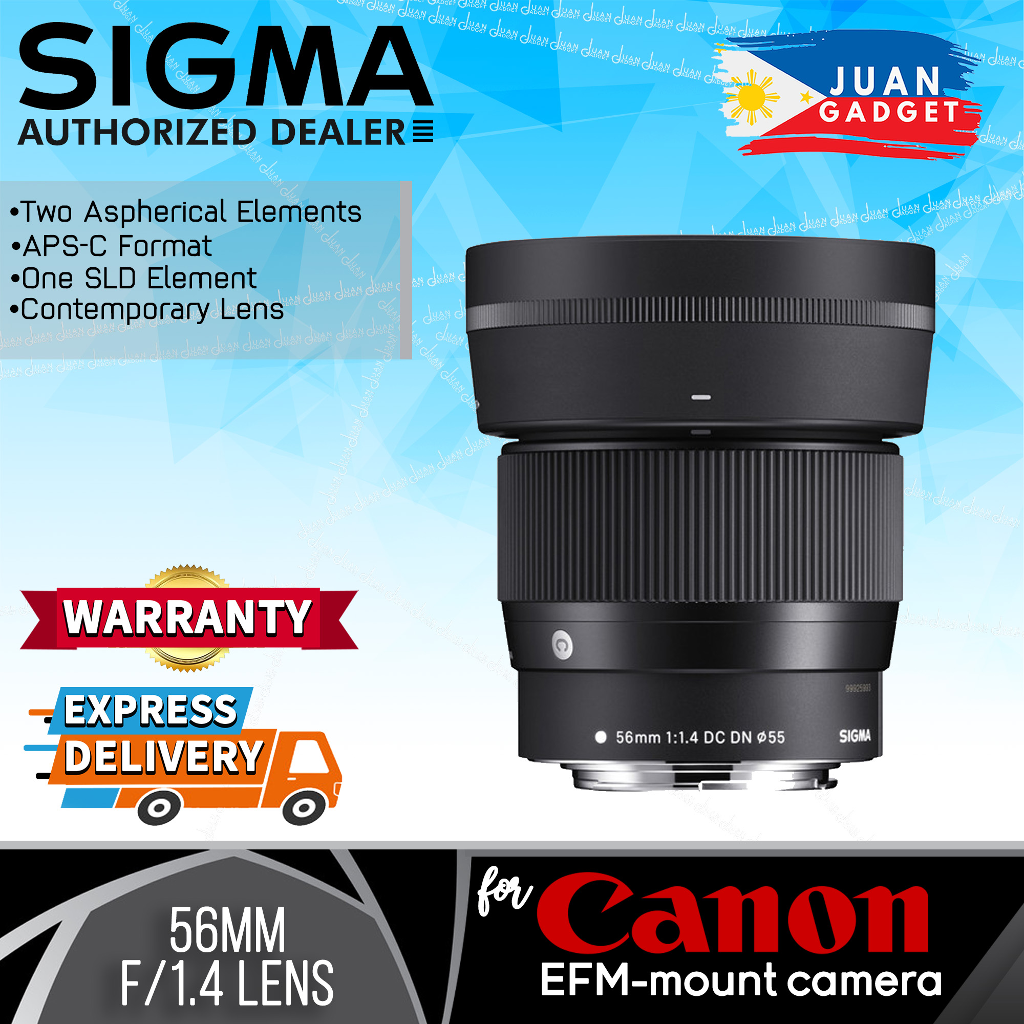 Sigma 56mm f/1.4 DC DN Contemporary Lens for Canon EF-M-Mount Lens ...