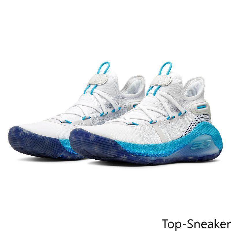 2019 New Limit Discounts! Authentic Under_Armour_UA_Curry 6 Men's NBA_Basketball Shoe White Royal Christmas in the Town 3022386-100 Hot Sale
