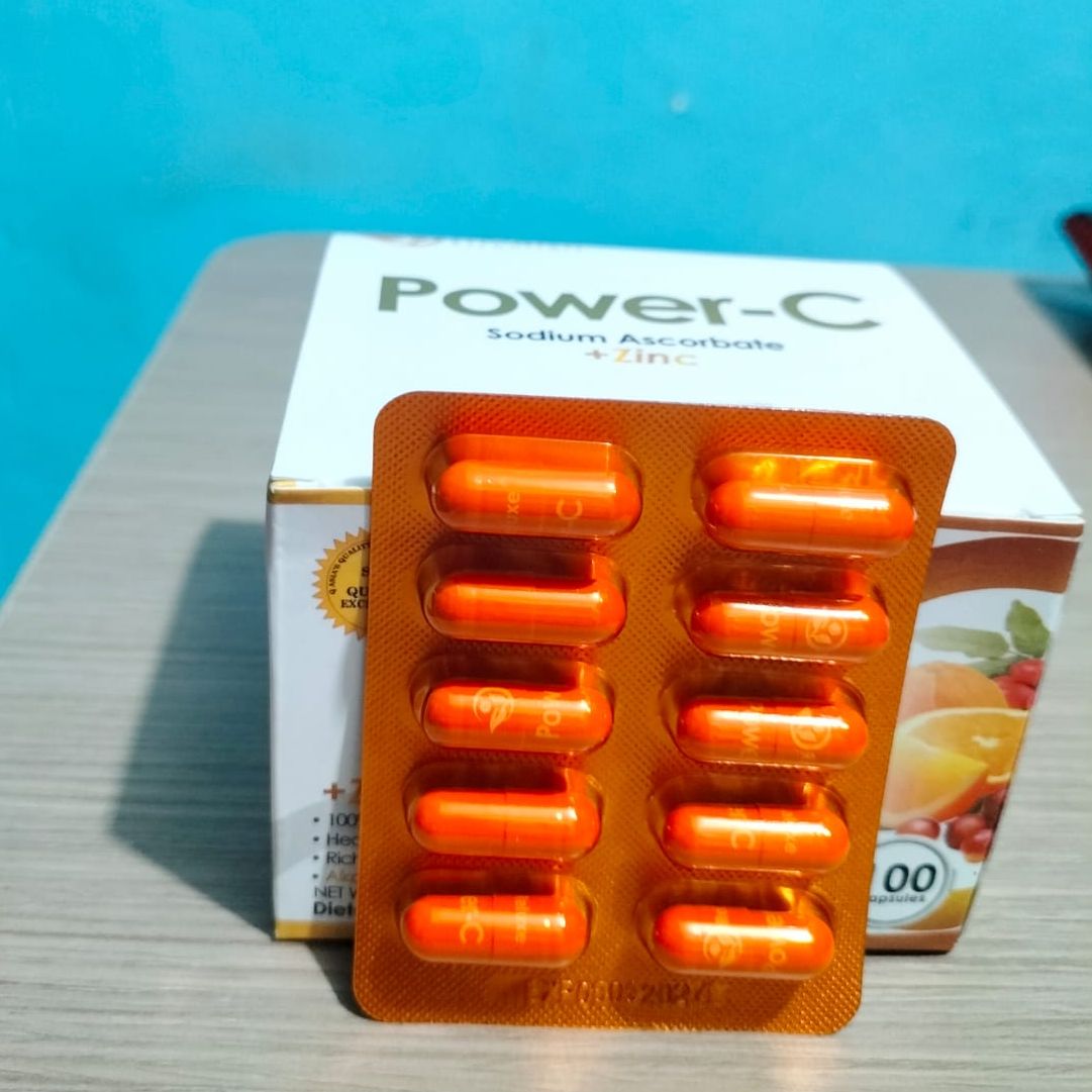 10 CAPSULES POWERC Vit C With Zinc BLISTER PACK (Sodium Ascorbate