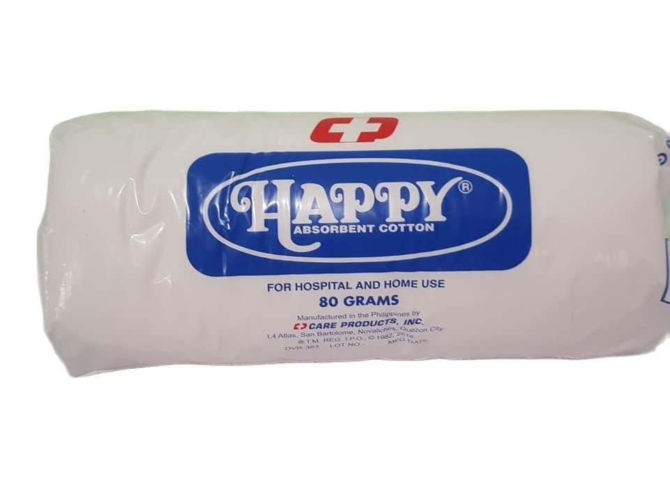 Happy Absorbent Cotton for Hospital and Home Use (6 packs x 80 grams ...