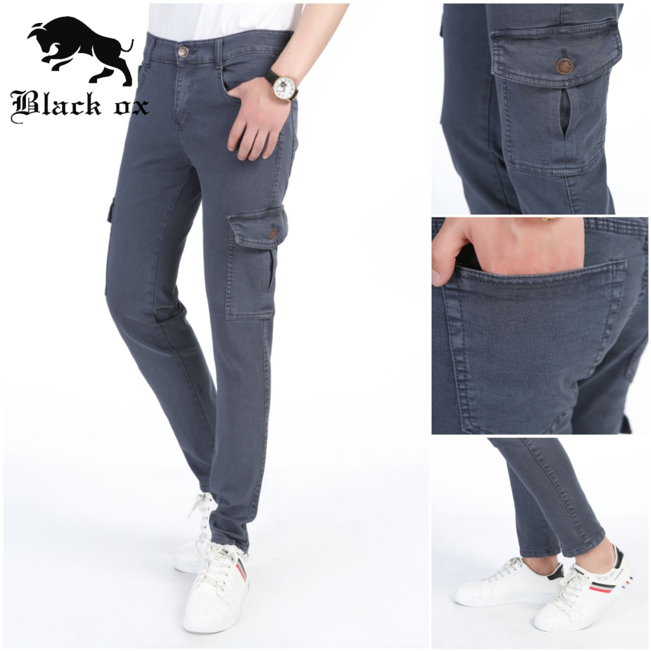 New Arrivals 6 pocket pants skinny jeans black pants stretchable #708 #709