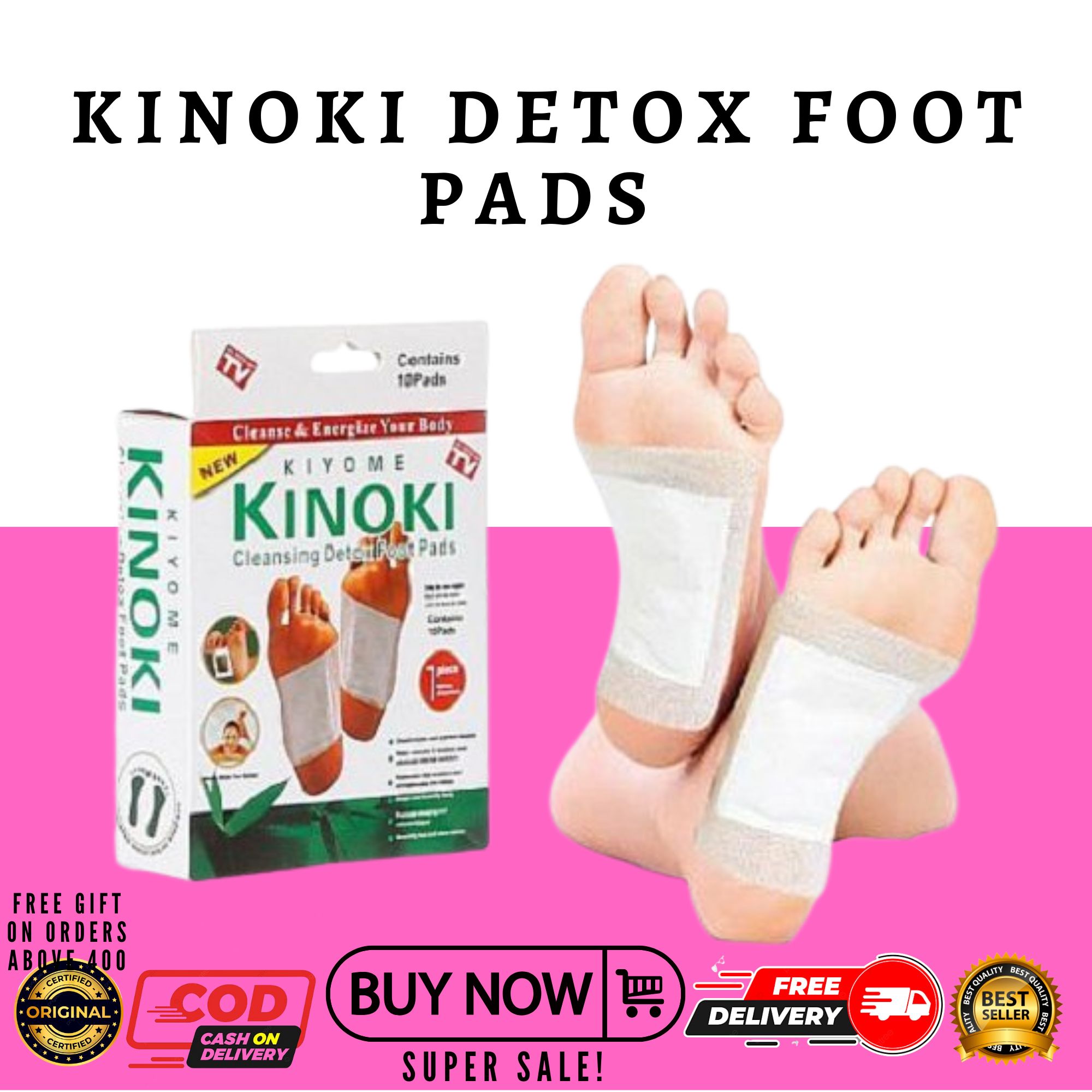 100pcs (10 BOX) ORIGINAL Kinoki Cleansing Detox Foot PadsToxins