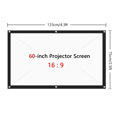Gesila [hot sale ready] 60 72 84 100 120 150 inch Projector Screen,16:9 HD Foldable Anti-Crease Portable Projection Movies Screen for Home Theater Outdoor