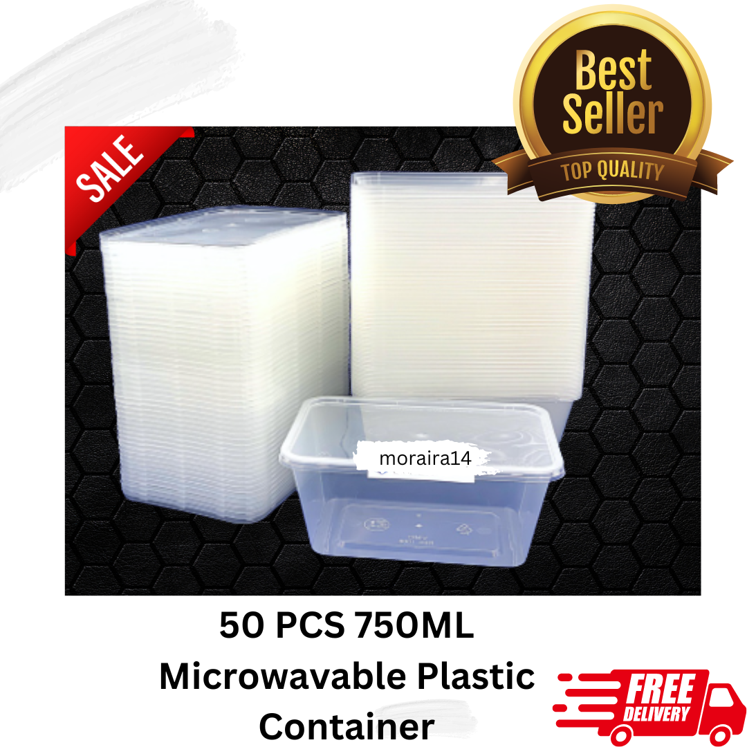 300 Pcs Food Containers with Lids 750 ml Clear Plastic Microwave