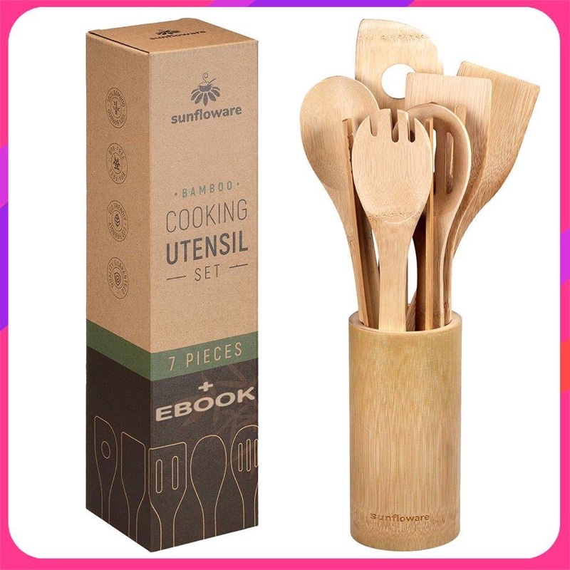 Bamboo Kitchen Utensils Set 8-Pack - Wooden Cooking Utensils for – Lasting  Freshness