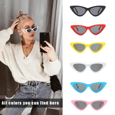 WILD Fashion Vintage Anti-Reflective Triangle Sunglasses Cat Eye Sunglasses Colorful Eyewear Anti-UV