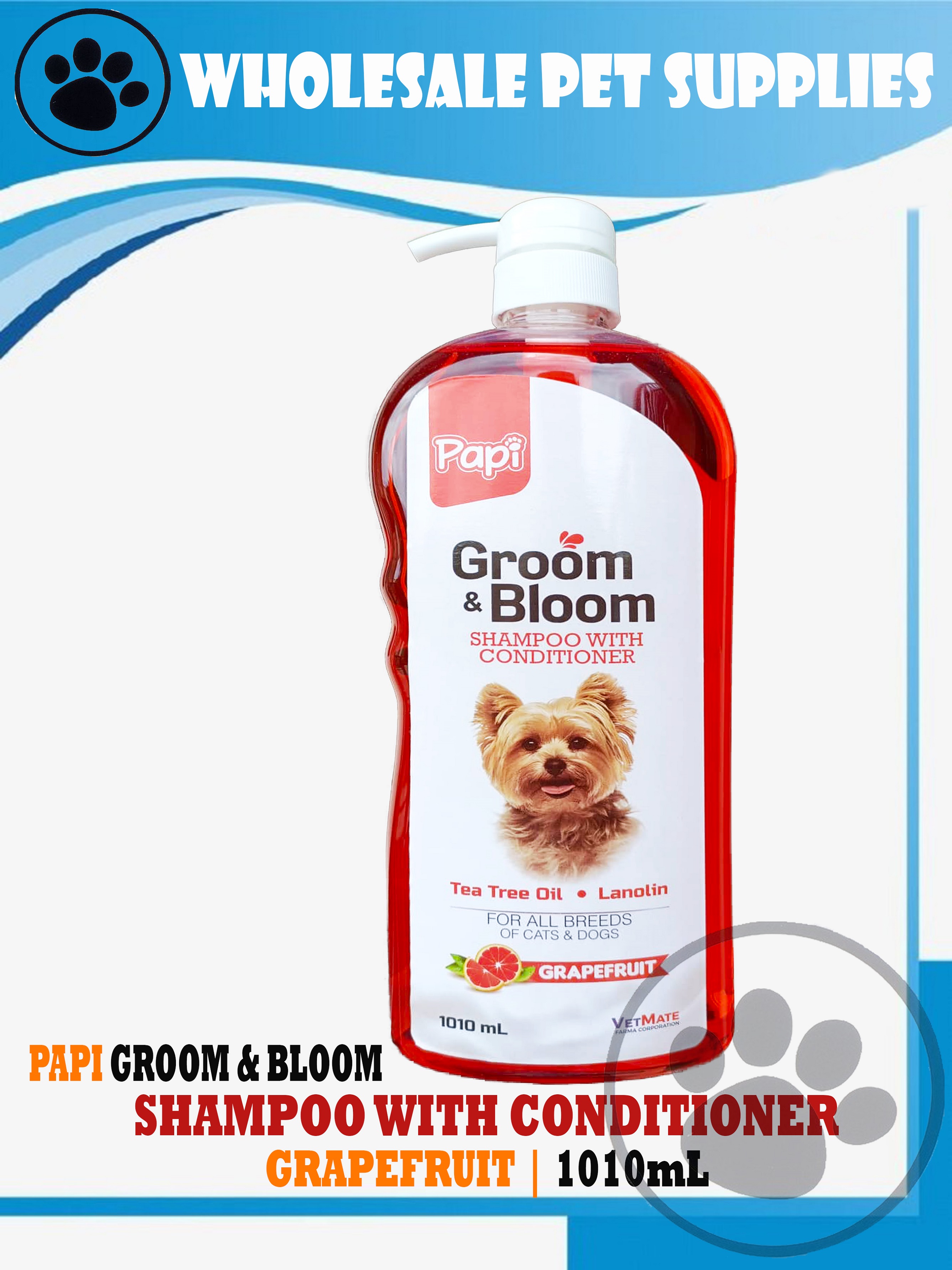 Papi Groom & Bloom Shampoo with Conditioner (GRAPEFRUIT) 1010mL