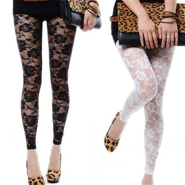 transparent leggings with lace