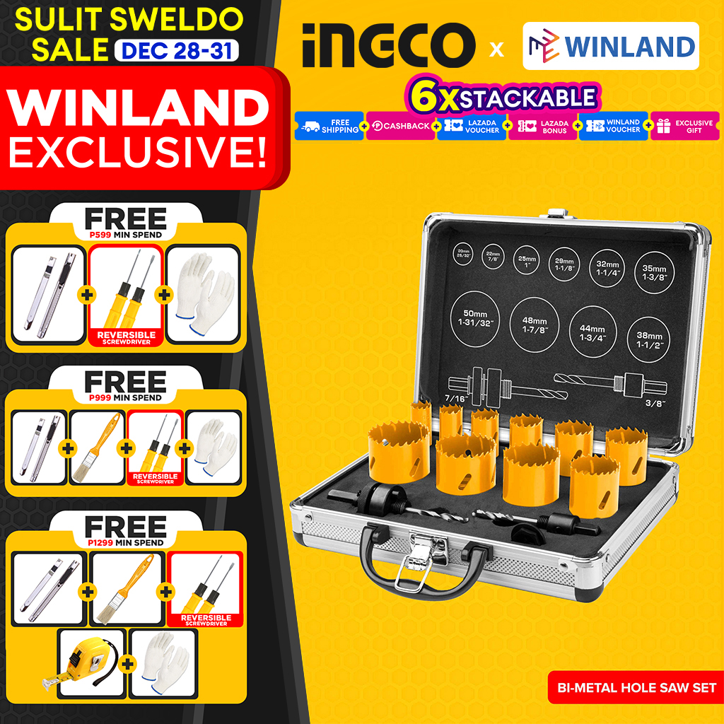 INGCO by Winland 12pcs BiMetal Hole Saw Set with Case AKH0121 Lazada PH