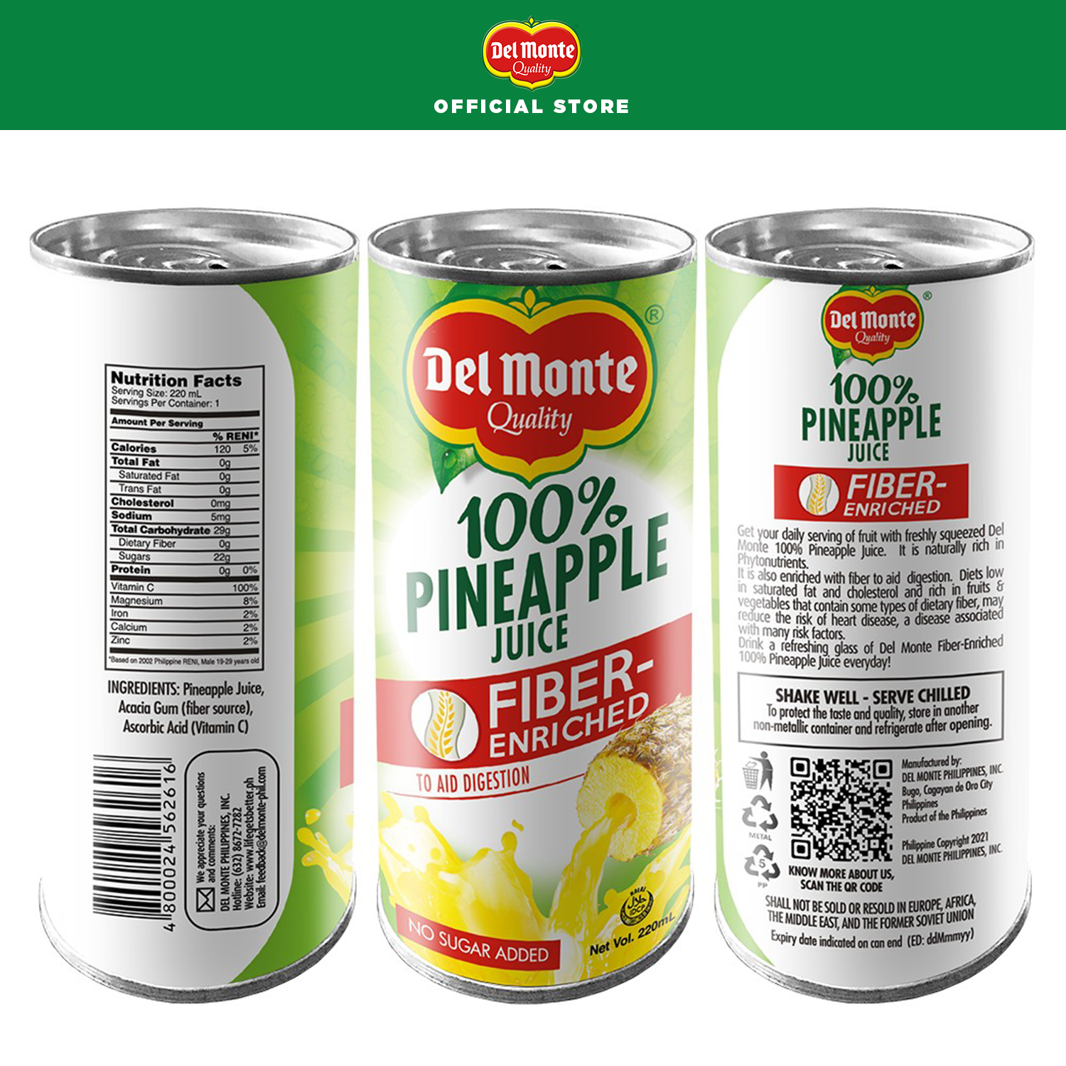 Nutrition Facts Del Monte Pineapple Fiber DEL MONTE 100% Pineapple