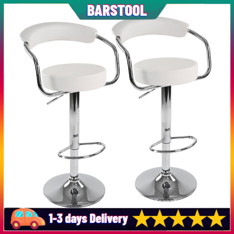 US Fast Shipment Quaanti Set of 2 Adjustable Bar Stools,Swivel Barstool Chairs,Round PU Leather Height Adjustable Chair Pub Stool with Chrome Footrest,Pub Kitchen Counter Height,Black Black 