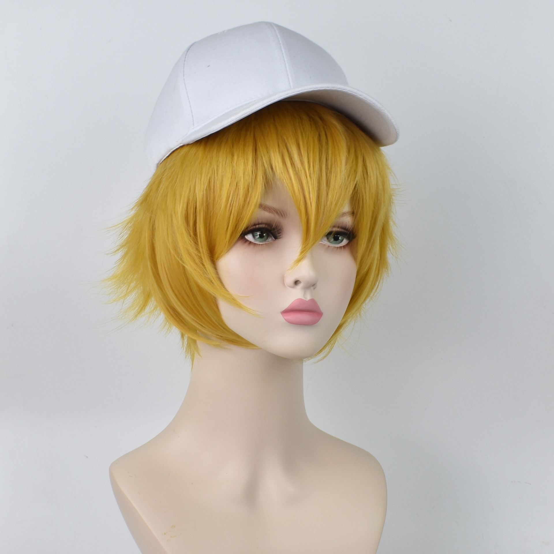 😘 COSWig Bump world golden cos wig face short hair anime character