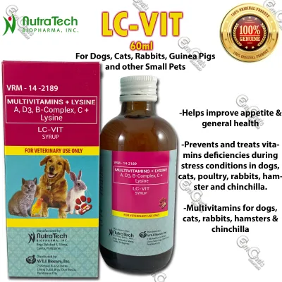 Nutratech 60ml LC-Vit Syrup Multivitamins for Pets (amed) (rptam) Dog Vitamins Cat Vitamins Rabbit Vitamins Hamsters Vitamins Chinchilla Vitamins