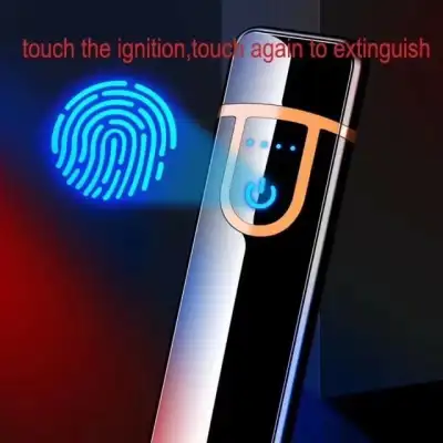 USB Rechargeable windproof lighter / USB charging touch sensor / Double-sided windproof coil ultra-thin lighter with touch control / intelligent fingerprint sensor ignition tool suitable for smokers / very handy lighter