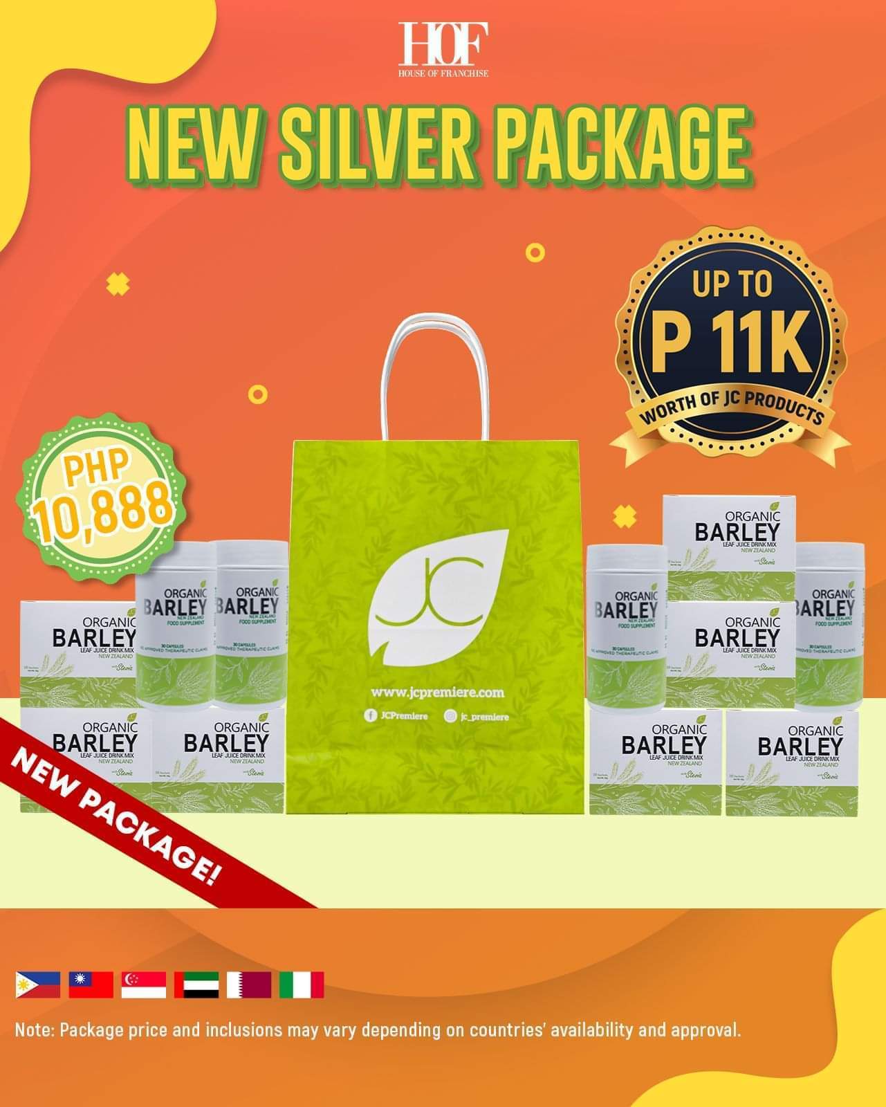 JC Organic Barley product package (Starter package for distributor