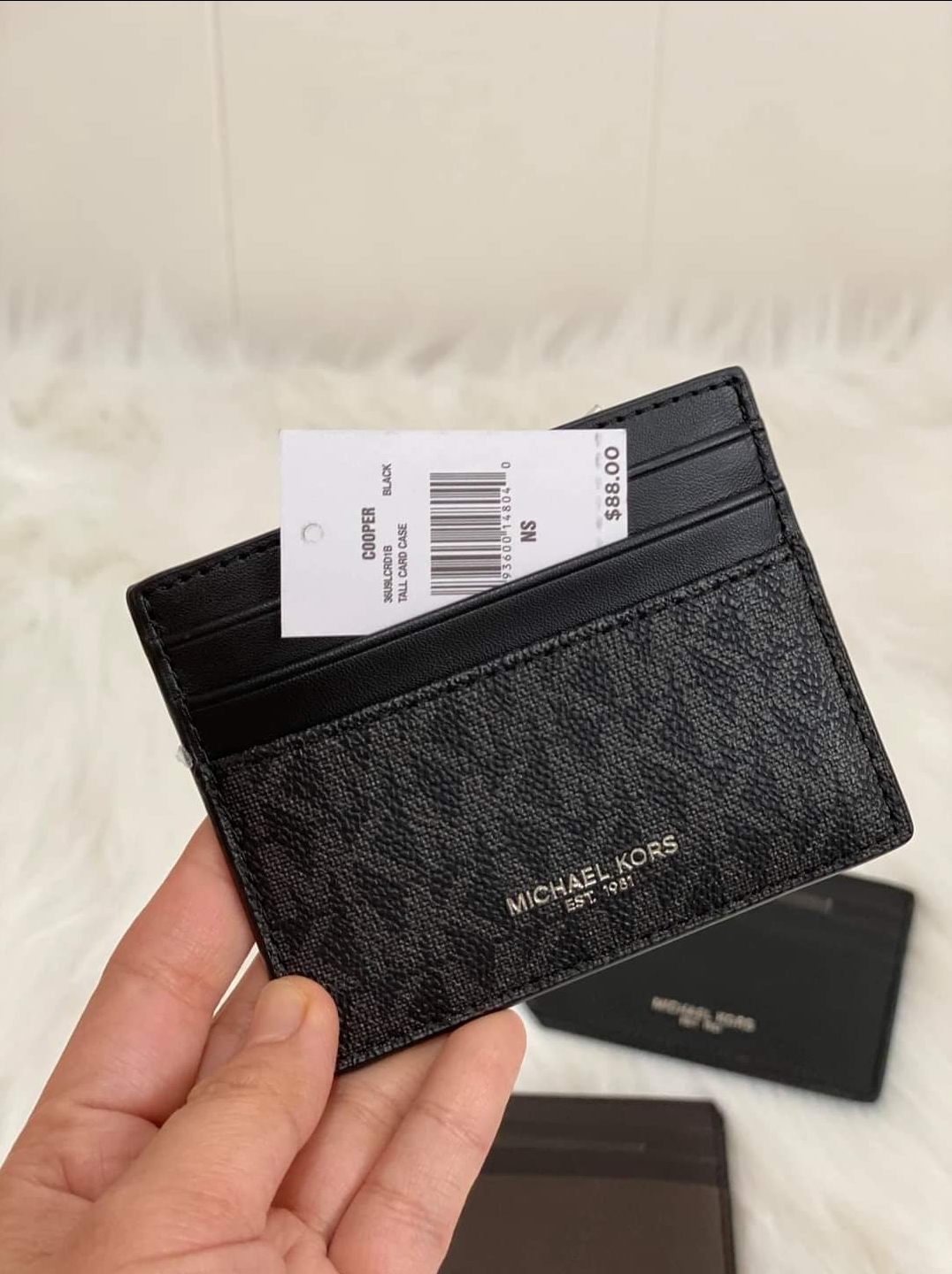 Michael Kors Jet Set Travel Small Women Tall Cooper Card Case Wallet Black