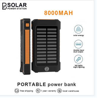 Nature Power Solar Powered 8000mAh Power Bank w/ Flashlight