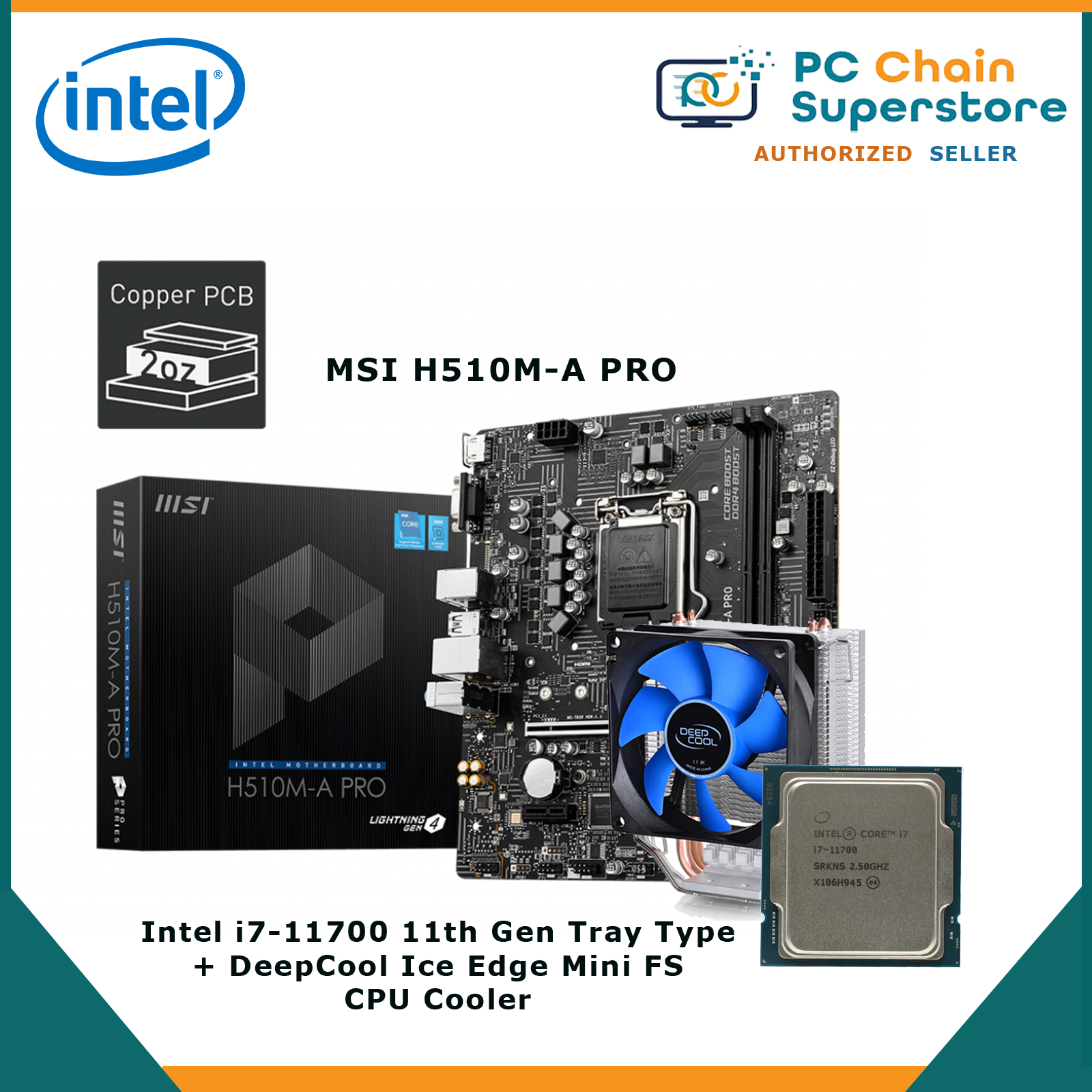 Intel Core i7-11700 8 Cores i7 11th Gen Tray Type Processor + MSI H510M ...