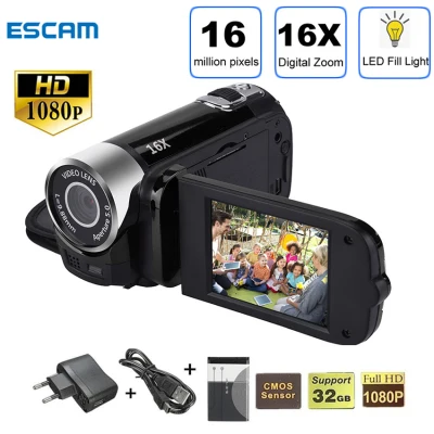 ESCAM 16MP HD 1080P Camera Digital Video Camcorder Recorder Clear Night Vision Anti-shake Timed Selfie Camcorder,Sport Camera,Action Camera,digital camera for vlogging,camera vlogging youtuber,video camera recorder
