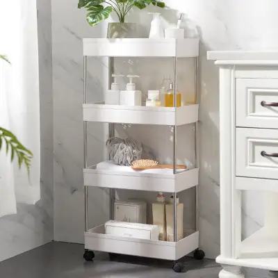 3-Tier Trolley Kitchen Utility Cart Shelf Rack Baby Stuff Organizer Home Bedroom Office Storage Rolling Salon Cart Hotels Restaurant Use Easy Assemble with