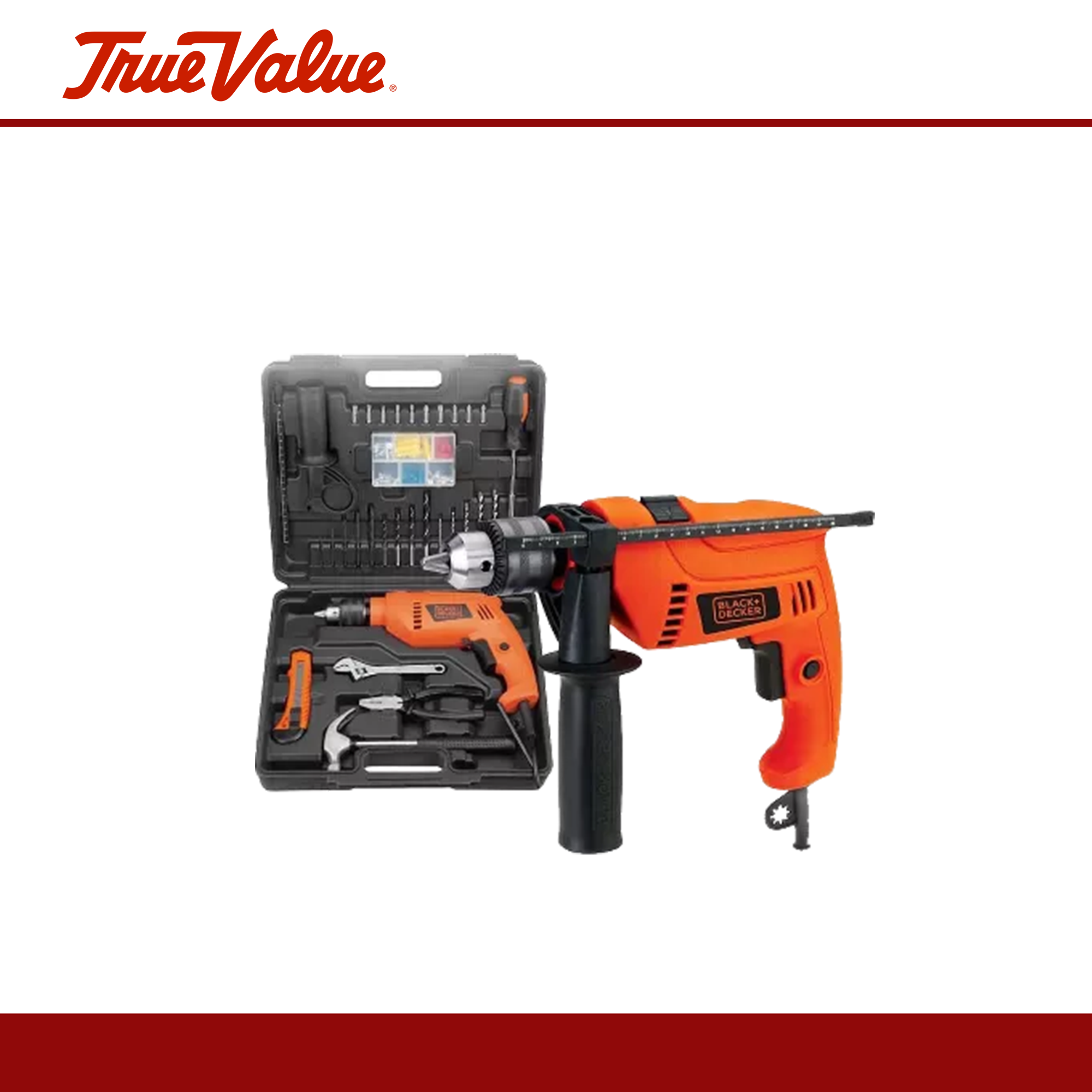 BLACK+DECKER™ Hammer Drill Kit Tool Box 13mm 550W, 100 Accessories