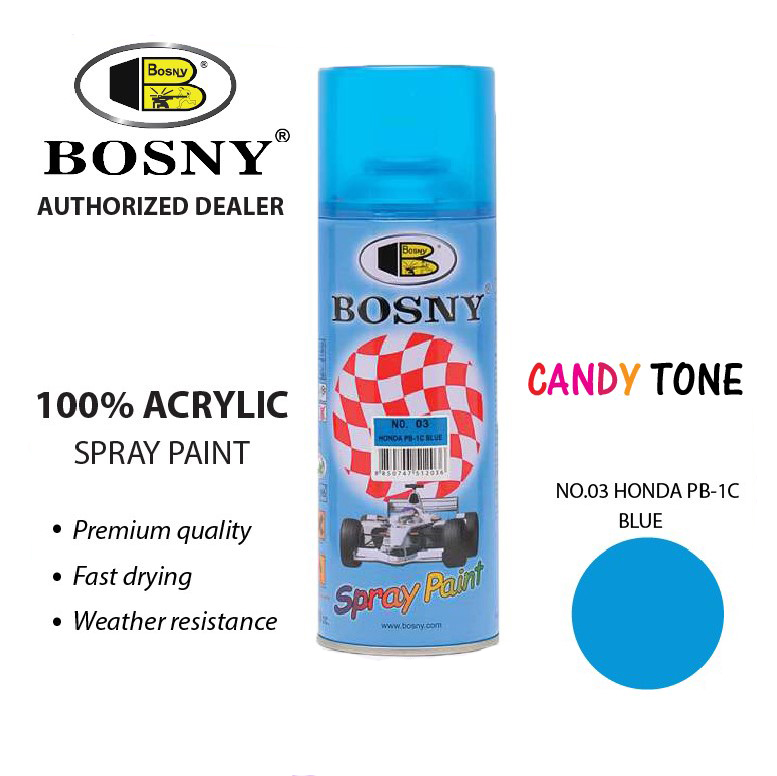 Bosny Candy Tone Spray Paint No.03 Honda PB1C Blue Spraypaint Pylox No