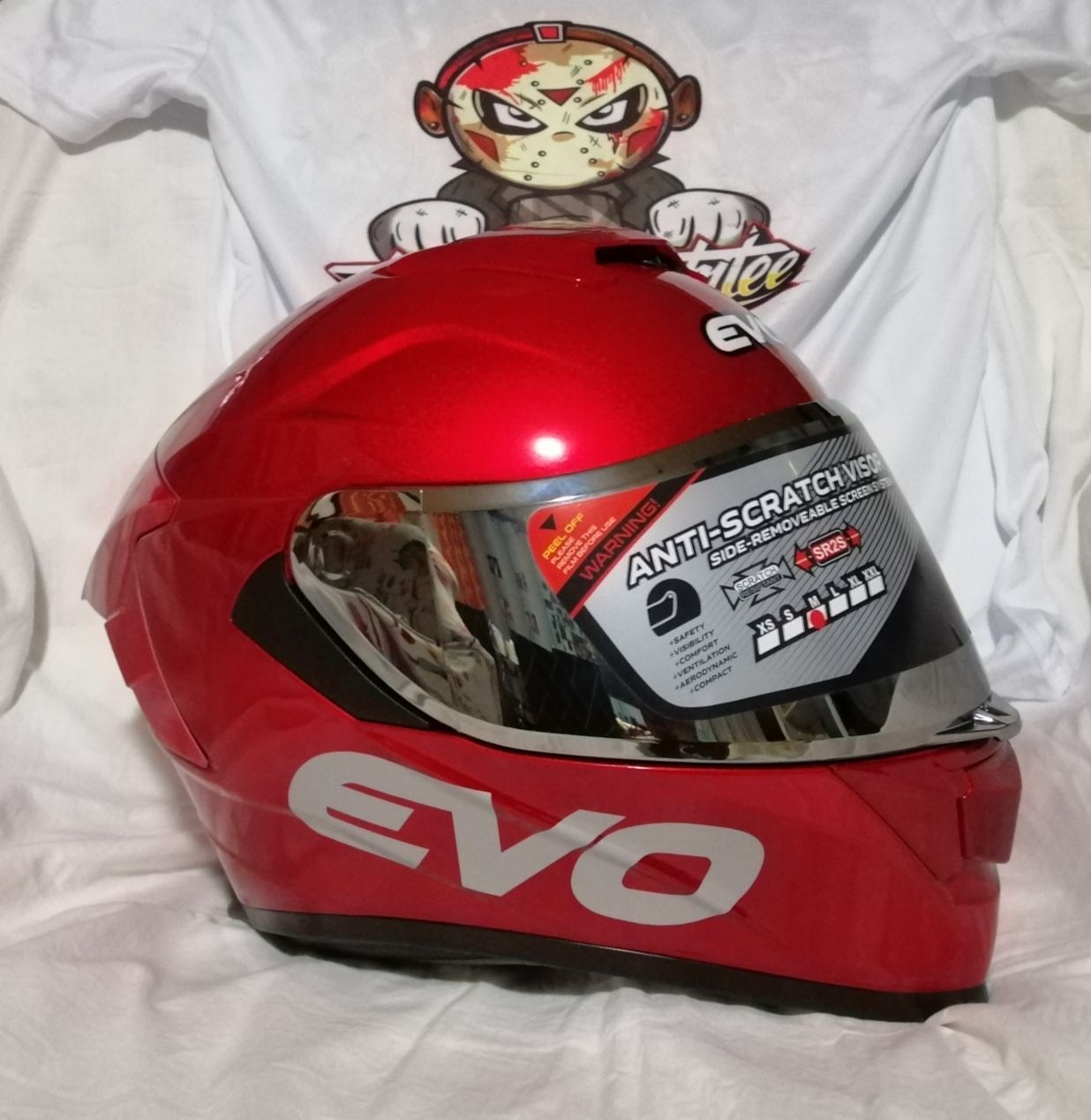 Evo Gt Pro Glossy Red Metallic Full Face Dual Visor Helmet Medium Lazada Ph