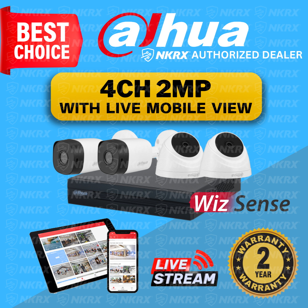 Dahua 4 Camera 4CH 2MP 1080P DIY CCTV Kit DHKITCVI2MP2B2TI CCTV