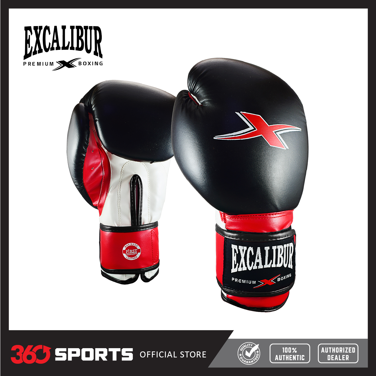 Excalibur PROSTYLE PU Premium Training Boxing Gloves Black/Red