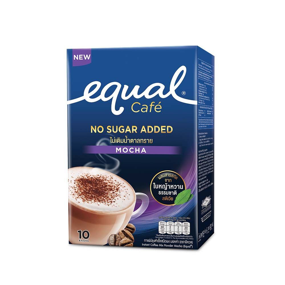 Equal Cafe Mocha 10 sticks, Instant 3 in 1 Coffee, No Sugar Added