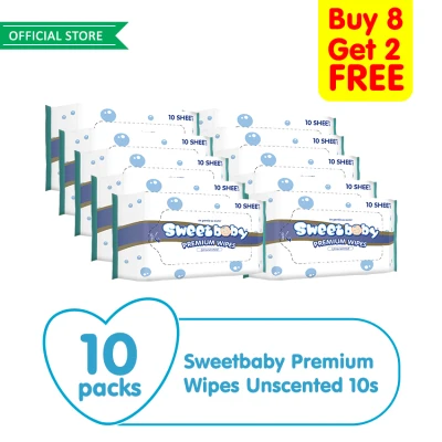 Sweetbaby Premium Wipes Unscented 10s ( Buy 8 Get 2 FREE )