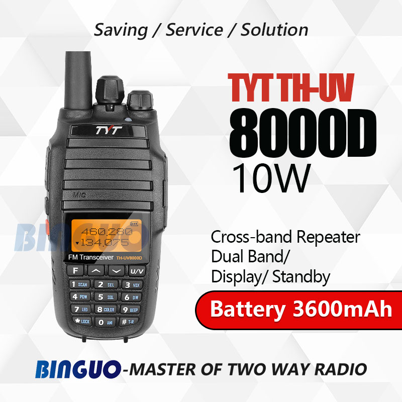 TYT THUV8000D Walkie Talkie 10W Dual Band Two Way Radio 10km Long